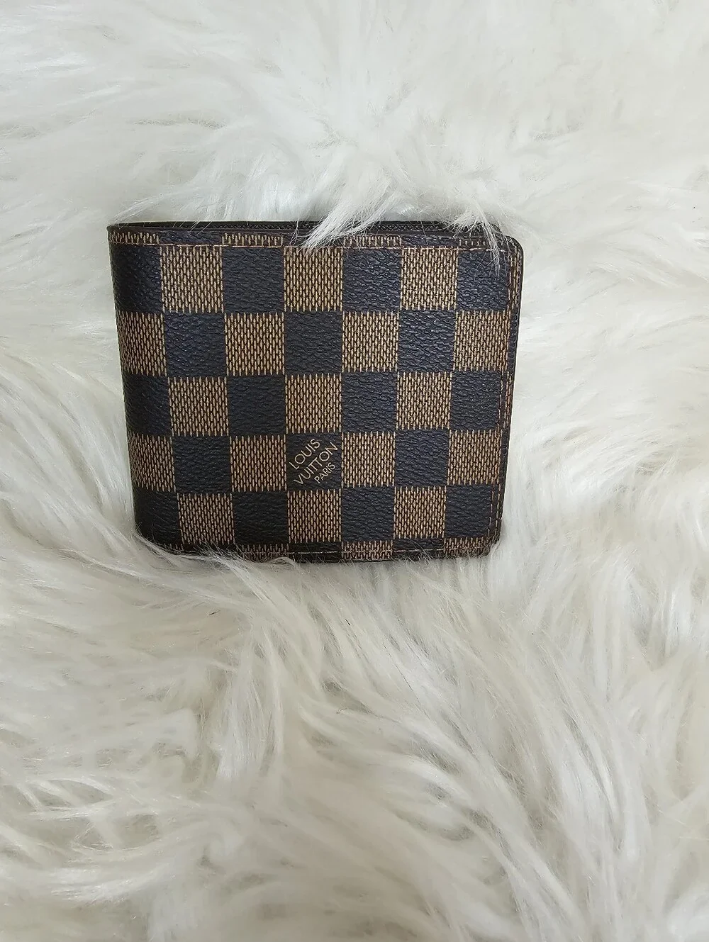 Brown and Dark Brown Check Bifold Card Holder Wallet